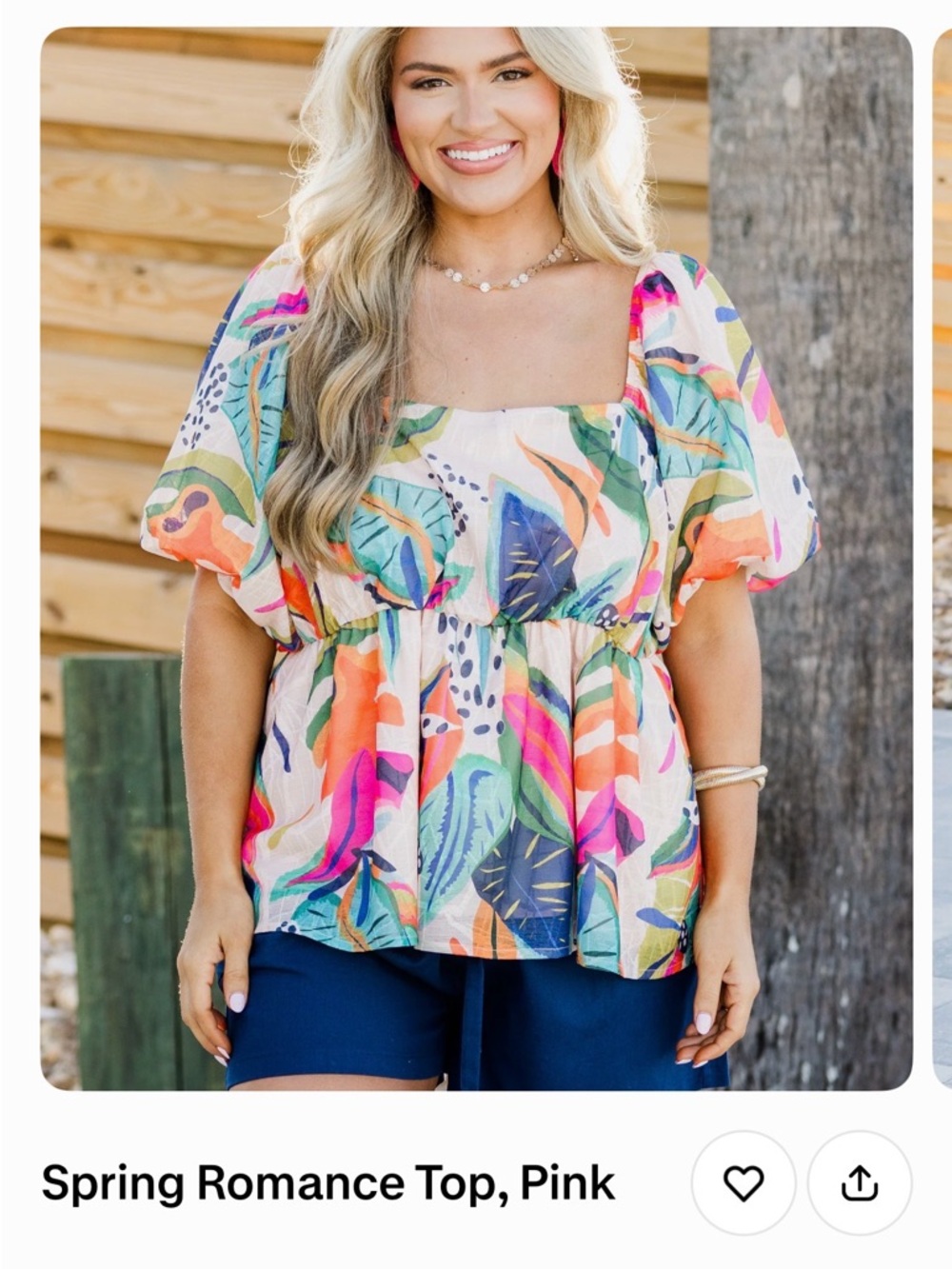 Chic Soul Multicolor Square-Neck Puff Sleeve Top